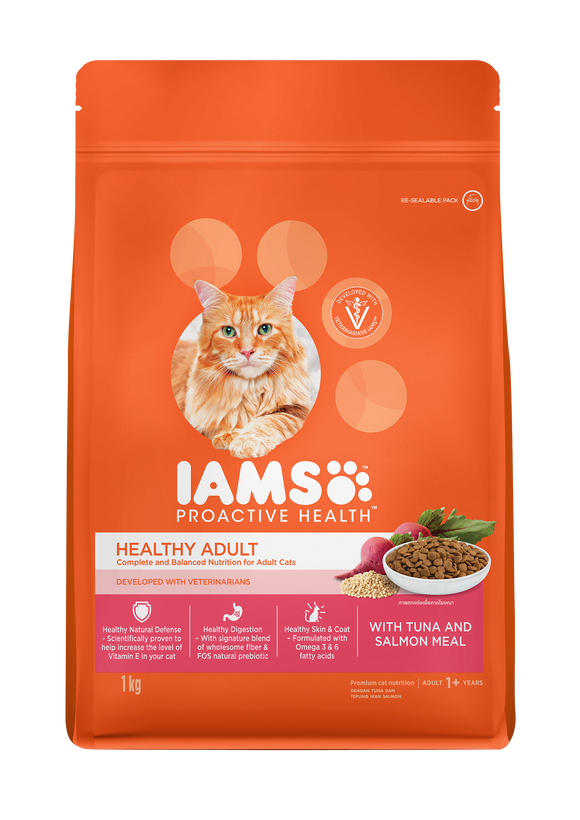 IAMS Dry Cat Food Proactive Health Adult Tuna and Salmon Flavour 1KG/3KG
