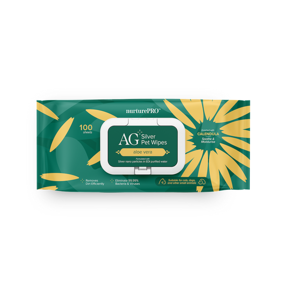 Nurture Pro AG Silver Pet Wipes 100pcs - Aloe Vera