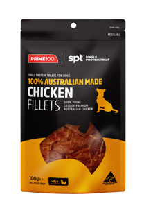 Prime 100 Air Dried Dog Fillets Treats Jerky 100g -Lamb, Turkey, Kangaroo, Duck, Chicken 100g