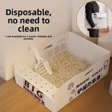 Disposable Foldable Cat Litter Box XL | Waterproof Leak-Proof Portable Kitty Toilet Tray | Travel Friendly Eco Litter Bo