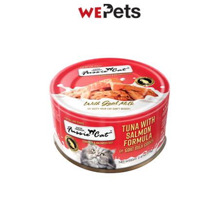 Fussie Cat Tuna with Salmon Formula in Goat Milk Gravy (24 x 70g)