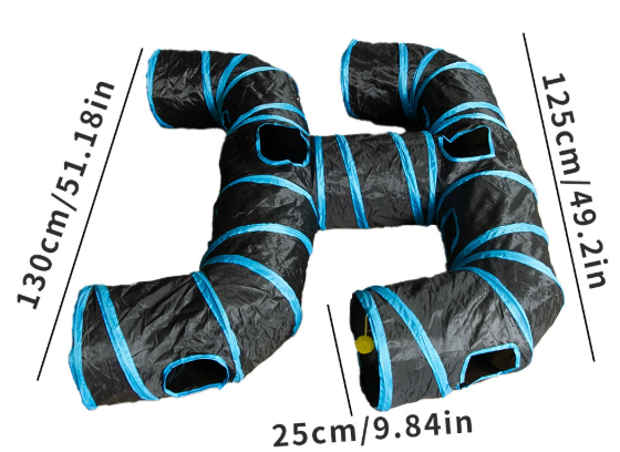 Foldable Cat Tunnel Toy  Pet Play Tunnel with Peek Holes & Hanging Balls