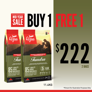 [BUY 1-GET-1 FREE] ORIJEN Tundra Dog Dry Food 11.4kg