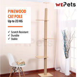 Floor-to-Ceiling Pinewood Cat Tree Scratch Pole Cat Condo