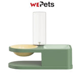 Elevated pet food bowl with water dispenser -Green