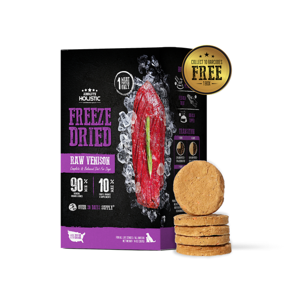 Absolute Holistic Patties Venison Grain-Free Freeze-Dried Dog Food 14oz